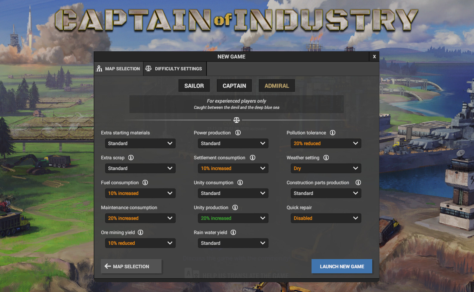New UI for difficulty selection. Players can also modify any option independently on the preset to create their own unique gameplay experience.