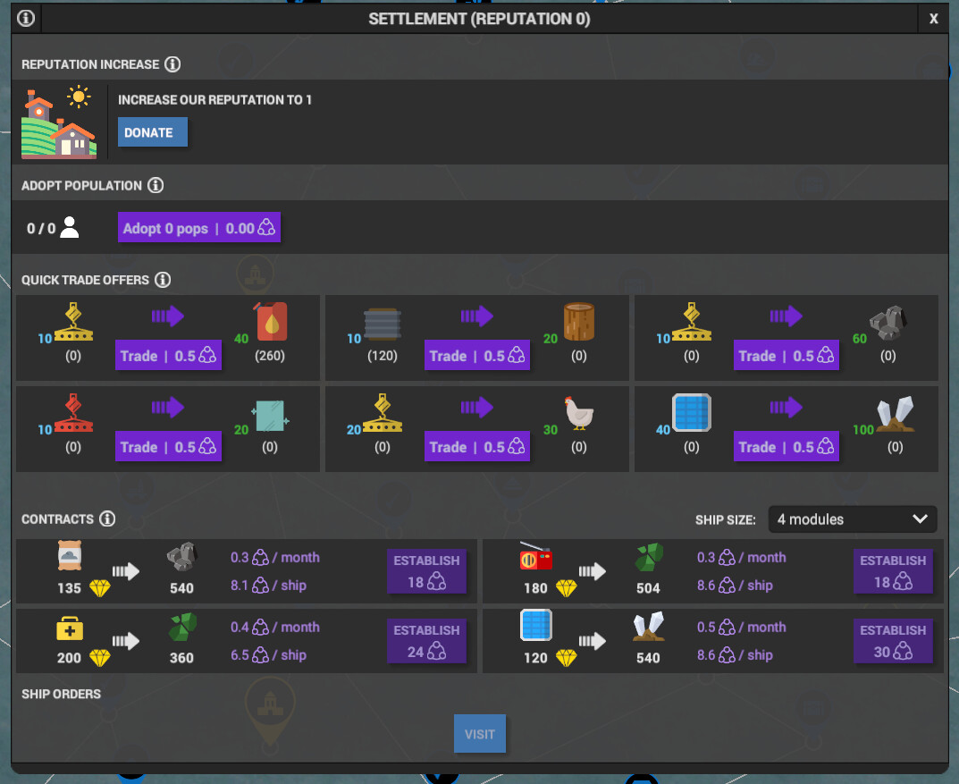 New contracts panel is located the bottom of the village UI