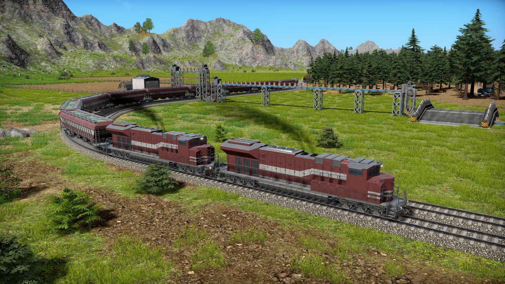 Tier 2 diesel locomotives pulling some serious cargo.